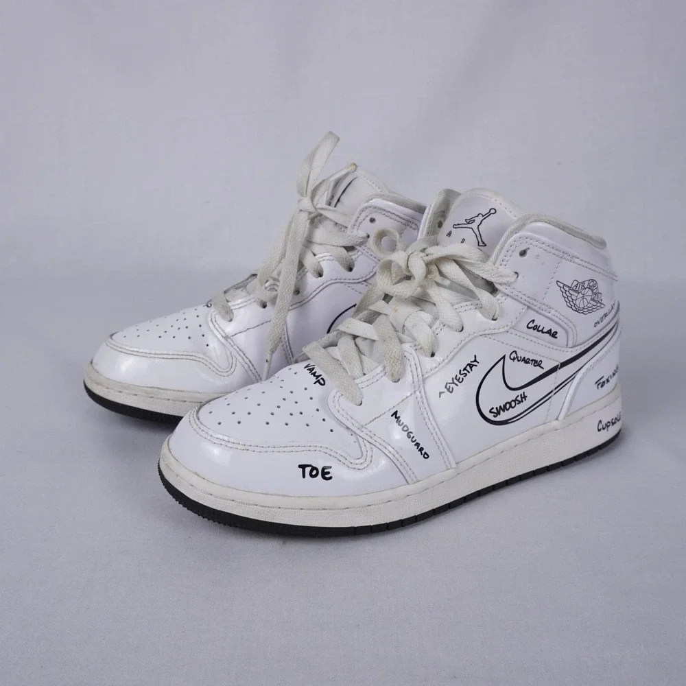 NIKE Air Jordan 1 Mid GS 'Schematic' Big Kid's Basketball Shoes Size 6Y